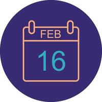 February Line Two Color Circle Icon vector