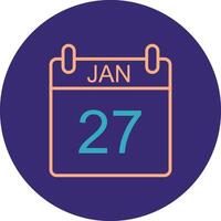 January Line Two Color Circle Icon vector