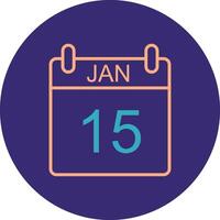 January Line Two Color Circle Icon vector