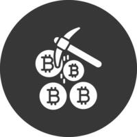 bitcoin minería glifo invertido icono vector