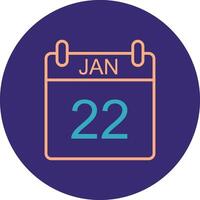 January Line Two Color Circle Icon vector