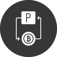 bitcoin paypal glifo invertido icono vector