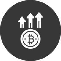 bitcoin arriba glifo invertido icono vector