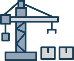 Crane Lifter Line Filled Grey Icon vector