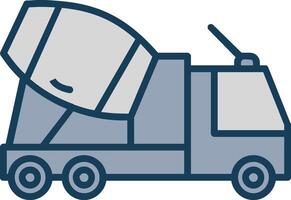 Concrete Truck Line Filled Grey Icon vector