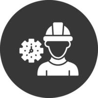 trabajador máscara glifo invertido icono vector