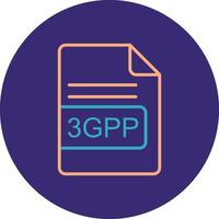 3GPP File Format Line Two Color Circle Icon vector