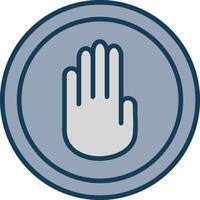 Stop Hand Line Filled Grey Icon vector