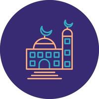 Mosque Line Two Color Circle Icon vector