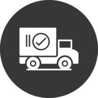 Approve Delivery Glyph Inverted Icon vector