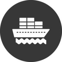 Container Ship Glyph Inverted Icon vector