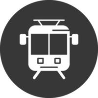 antiguo tranvía glifo invertido icono vector