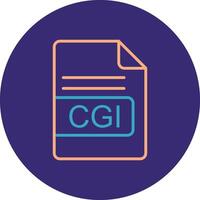 CGI File Format Line Two Color Circle Icon vector