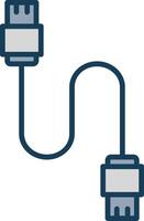 Database Cable Line Filled Grey Icon vector