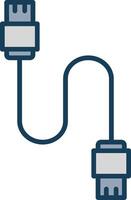 Database Cable Line Filled Grey Icon vector