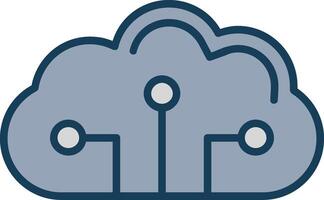 Cloud Circuit Line Filled Grey Icon vector