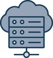 Cloud Database Line Filled Grey Icon vector