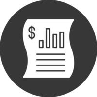 financiero informes glifo invertido icono vector