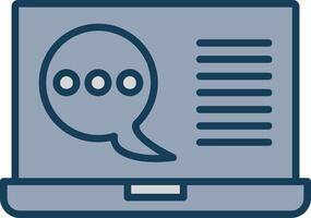 Laptop Info Chat Line Filled Grey Icon vector