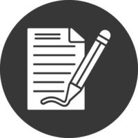 Contract Glyph Inverted Icon vector