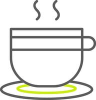 taza para té línea dos color icono vector