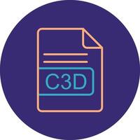 C3D File Format Line Two Color Circle Icon vector