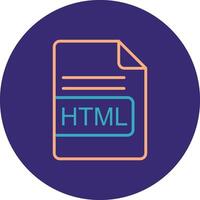 HTML File Format Line Two Color Circle Icon vector