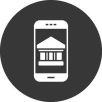 Mobile Banking Glyph Inverted Icon vector