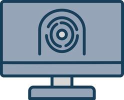 Security Computer Faceprint Line Filled Grey Icon vector