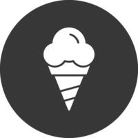 cono hielo crema glifo invertido icono vector