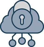 Security Cloud Line Filled Grey Icon vector