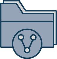 Folder Share Line Filled Grey Icon vector