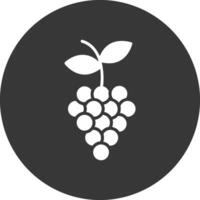 icono de glifo de uvas invertido vector