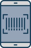 Barcode Scan Line Filled Grey Icon vector