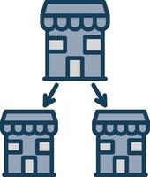 Chain Store Line Filled Grey Icon vector