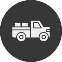 Pickup Truck Glyph Inverted Icon vector