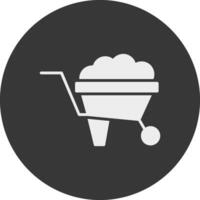 Wheelbarrow Glyph Inverted Icon vector