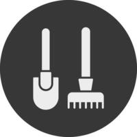 Rake And Hoe Glyph Inverted Icon vector