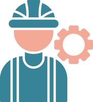 Consrtruction Worker Glyph Two Color Icon vector