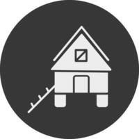 Chicken Coop Glyph Inverted Icon vector