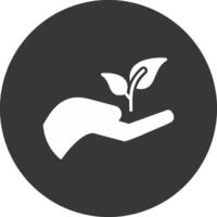 Replant Glyph Inverted Icon vector