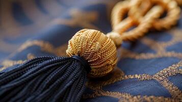 Closeup of Exquisitely Crafted Tassel Adorning a Distinguished Academic Award in an Editorial Style photo