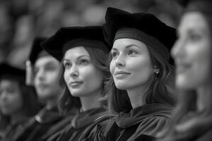 formal Universidad graduación ceremonia con digno funcionarios en académico insignias reales foto