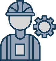 Consrtruction Worker Line Filled Grey Icon vector