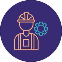 Consrtruction Worker Line Two Color Circle Icon vector