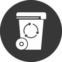 Trash Bin Glyph Inverted Icon vector