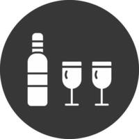 vino glifo invertido icono vector