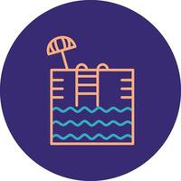 Swimming Pool Line Two Color Circle Icon vector