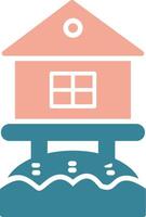 Beach Hut Glyph Two Color Icon vector