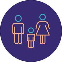 Family Line Two Color Circle Icon vector